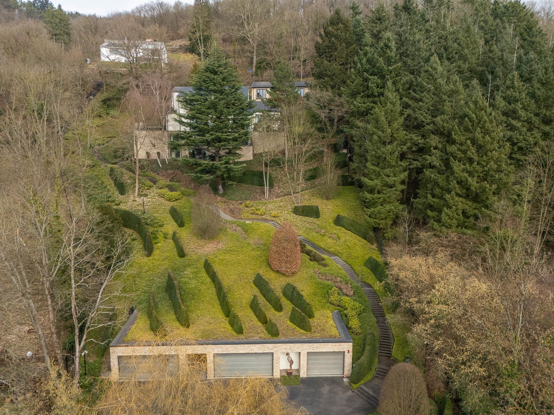 Dronenansicht Garten